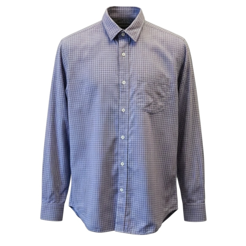 Banana Republic Men's Button Down Shirt Slim Fit Blue White Plaid Mens Small